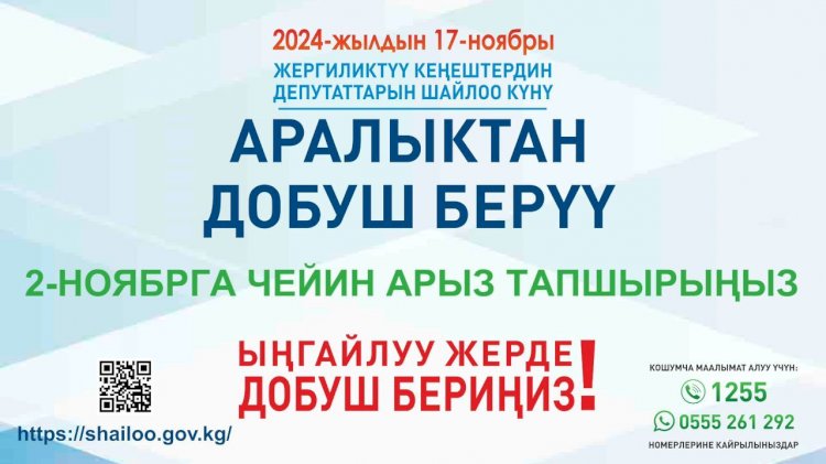 БШК: 17 – ноябрь жергиликтүү кеңештерди шайлоо. Аралыктан добуш берүүгө арыз тапшырууга үлгүрүңүз!