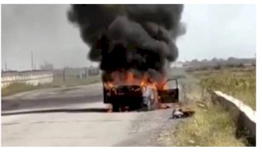 Бишкек-Ош унаа жолунда «Toyota Ist” унаасы өрттөндү